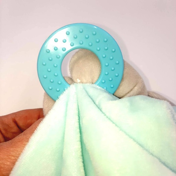 New Forever baby, security blanket, lovey, Teether Blue Elephant Stuffed Animal - Picture 3 of 7